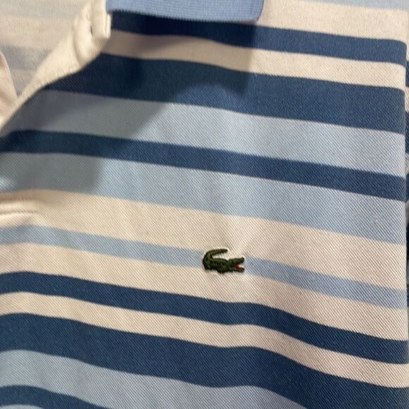Lacoste Mens polo blue and white striped collared shirt - Picture 3 of 13
